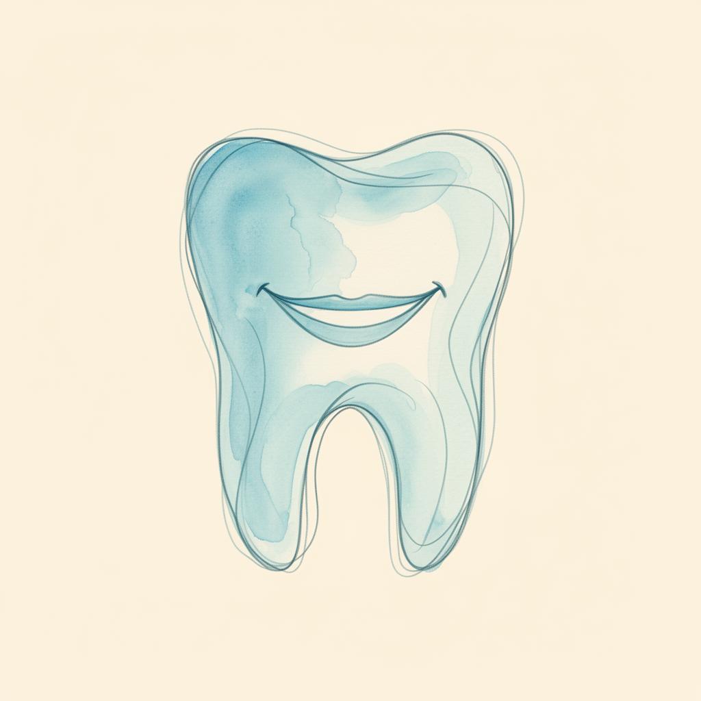 Abstract watercolor illustration of a tooth
