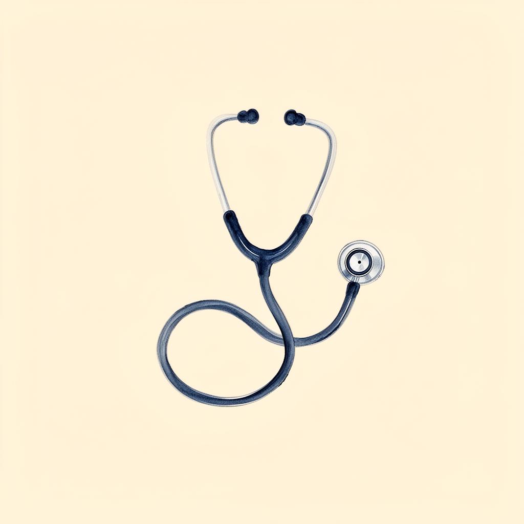 Abstract watercolor illustration of healthcare stethoscope